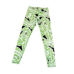 ALO green and white palm leaf leggings  Size S
